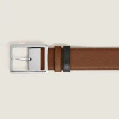Cintura Reversibile 35 mm in Pelle Sartorial con Fibbia Rettangolare