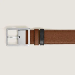 Cintura Reversibile 35 mm in Pelle Sartorial con Fibbia Rettangolare