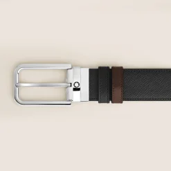 Cintura Reversibile 35 mm in Pelle Sartorial con Fibbia Rettangolare