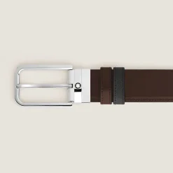 Cintura Reversibile 35 mm in Pelle Sartorial con Fibbia Rettangolare