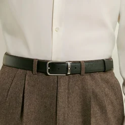 Cintura Reversibile 30 mm in Pelle Sartorial con Fibbia Rettangolare