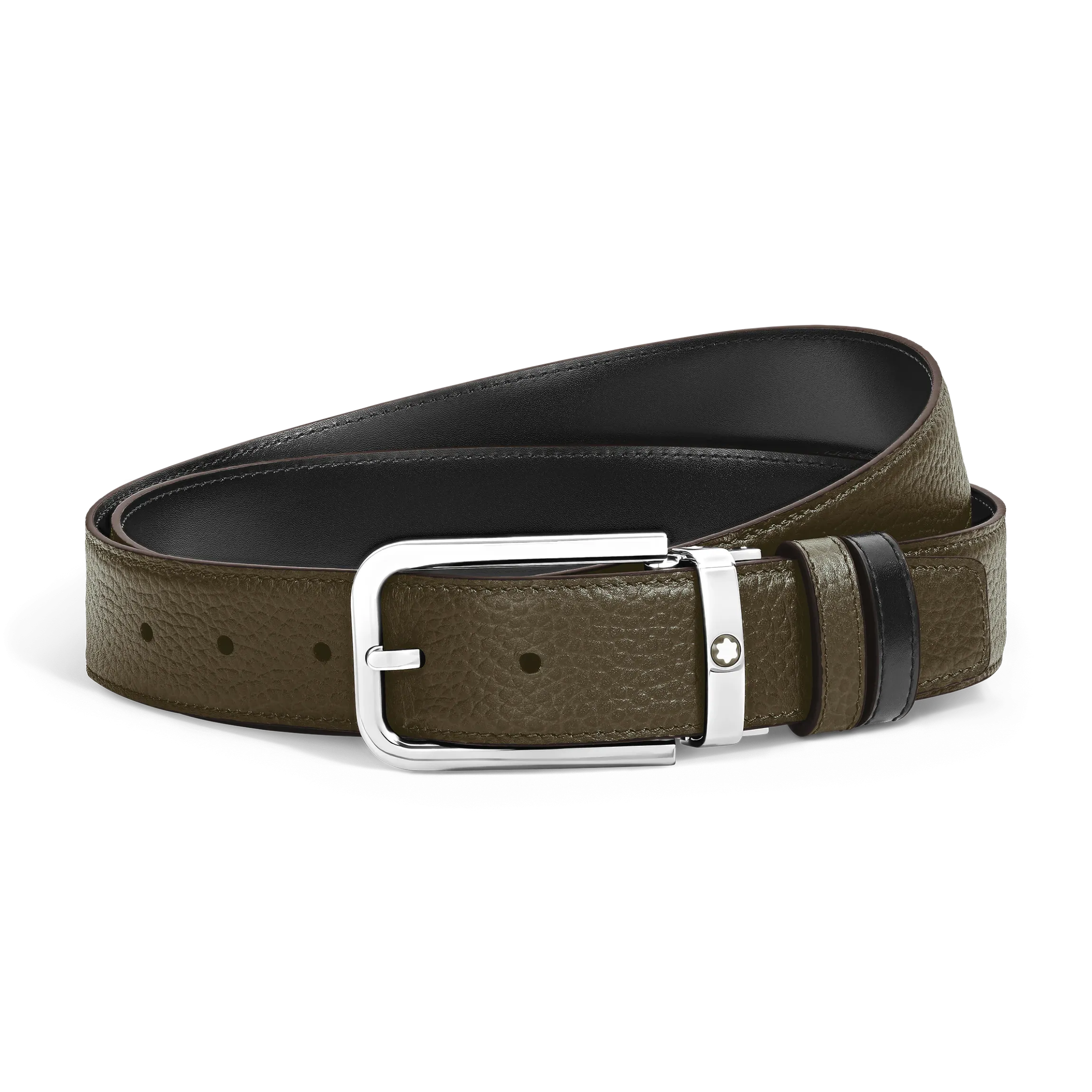 Cintura Reversibile 35 mm in Pelle con Grana con Fibbia Rettangolare