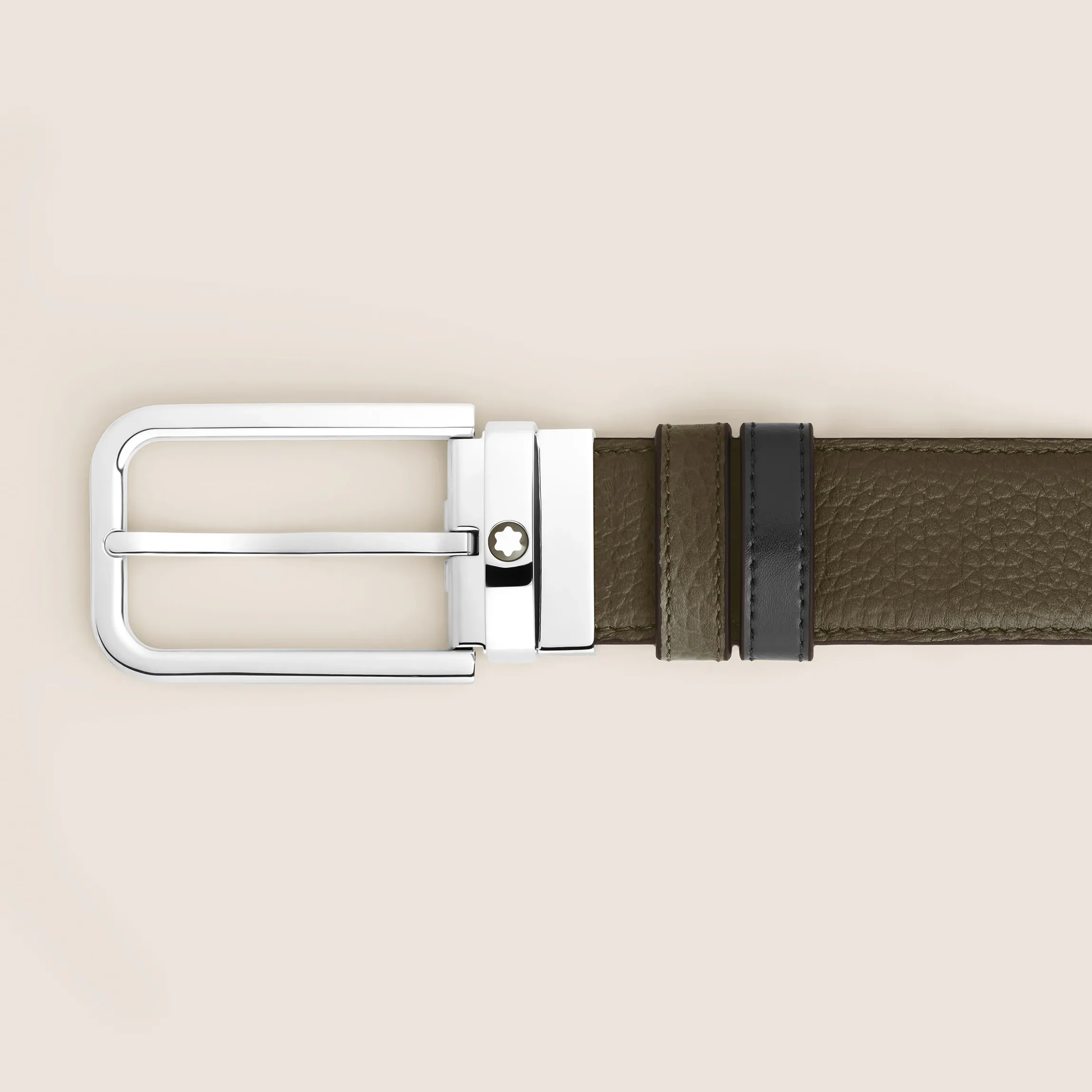 Cintura Reversibile 35 mm in Pelle con Grana con Fibbia Rettangolare