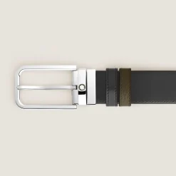 Cintura Reversibile 35 mm in Pelle con Grana con Fibbia Rettangolare