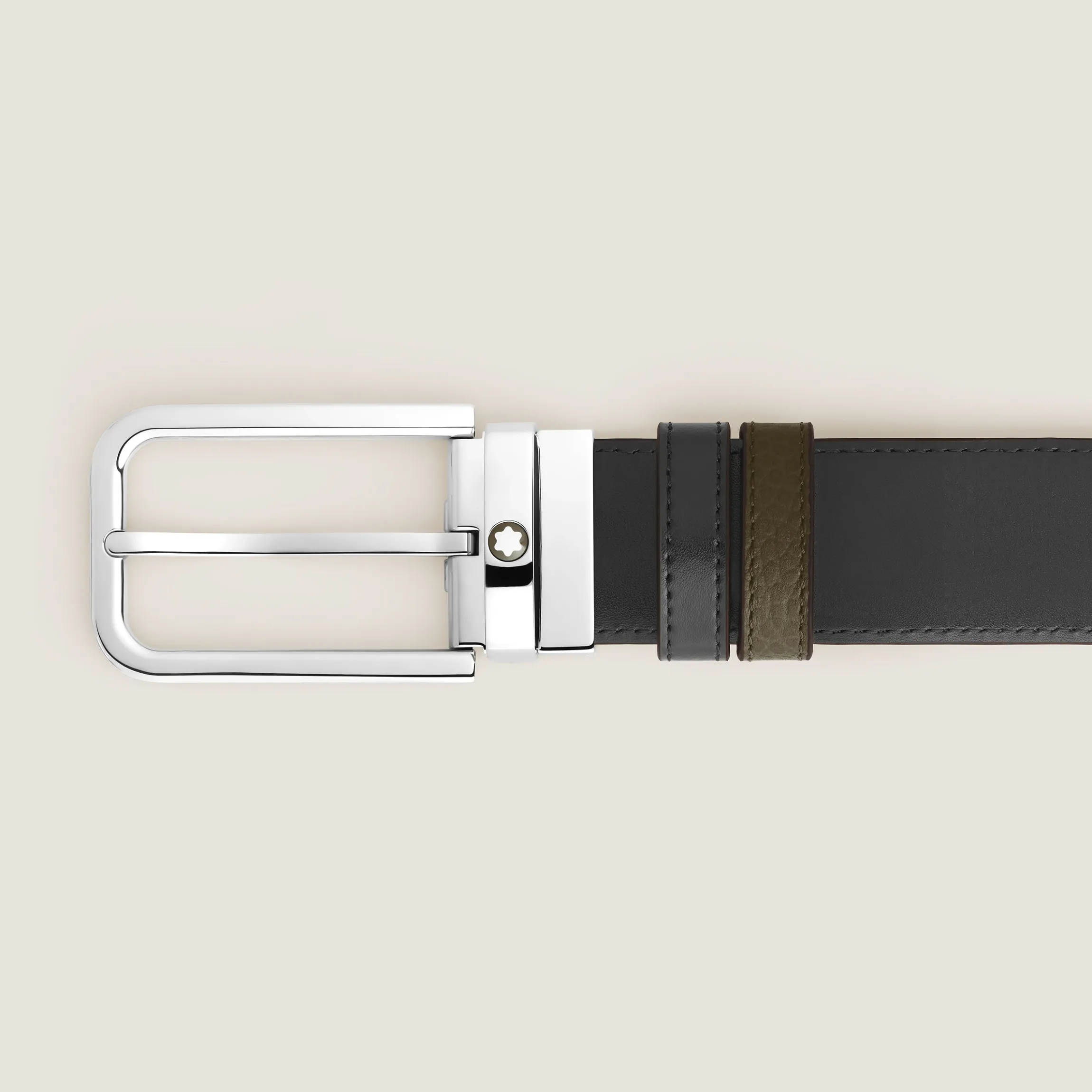 Cintura Reversibile 35 mm in Pelle con Grana con Fibbia Rettangolare