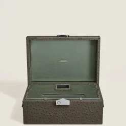 Cofanetto da Collezione per Strumenti da Scrittura in Pelle Stampata Struzzo