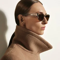 Occhiali da Sole Quadrati con Montatura in Acetato Grigio