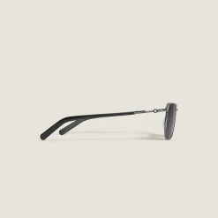 Occhiali da Sole Quadrati con Montatura in Metallo Grigio