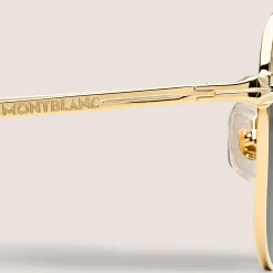 Occhiali da Sole Quadrati con Montatura in Metallo Color Oro