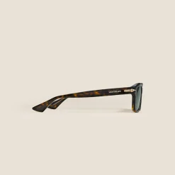 Occhiali da sole rettangolari con montatura in acetato havana