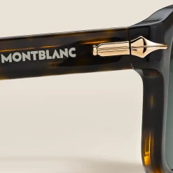 Occhiali da sole rettangolari con montatura in acetato havana