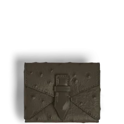 Portacarte con Cinturino in Pelle Stampata Struzzo