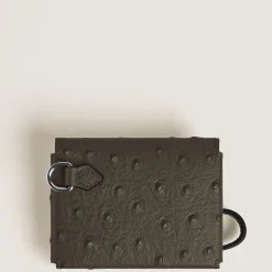 Portacarte con Cinturino in Pelle Stampata Struzzo