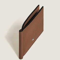 Portafoglio 6 Tasche con Fermasoldi in Pelle con Grana