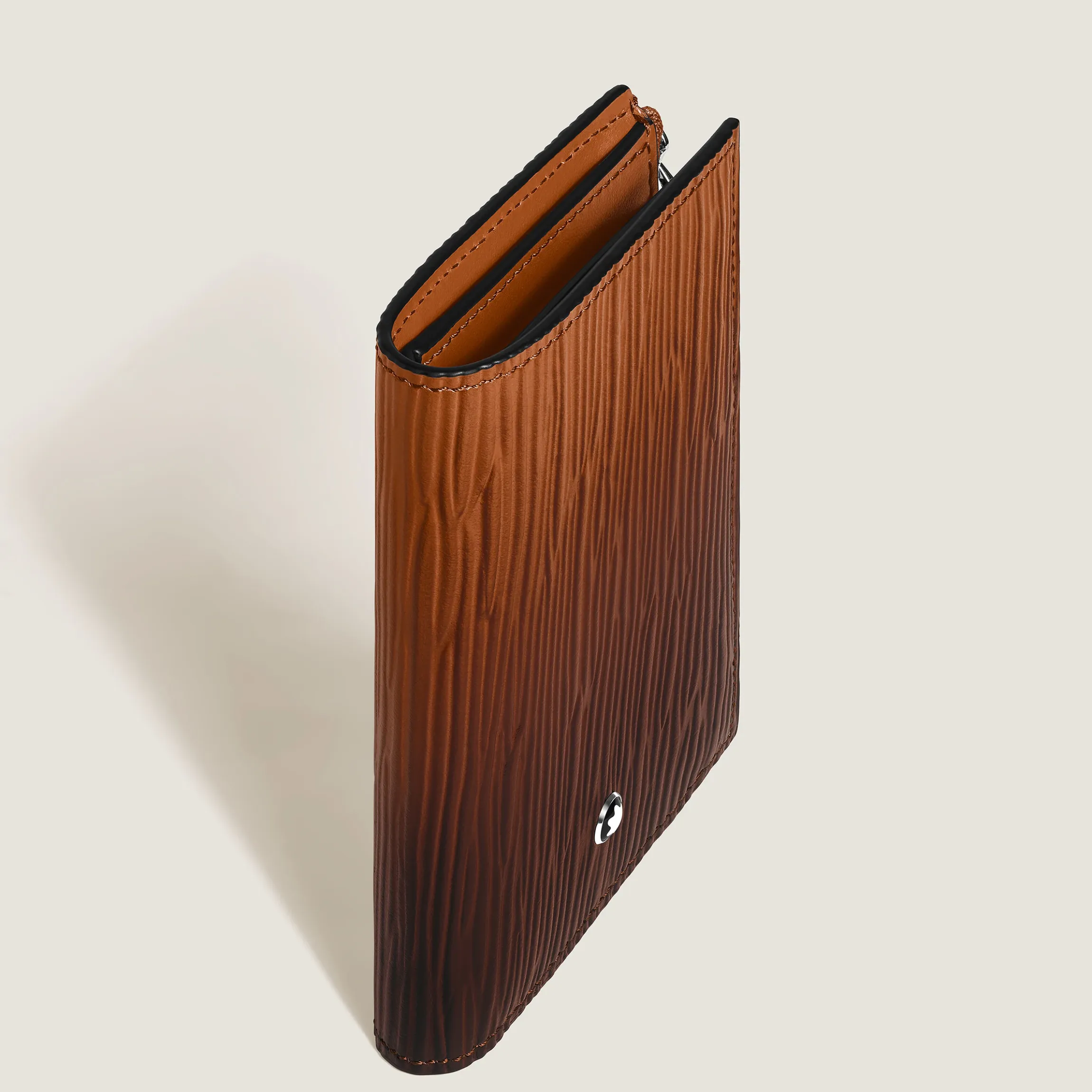 Portafoglio Verticale Mini 6 Tasche in Pelle Corteccia Sfumato