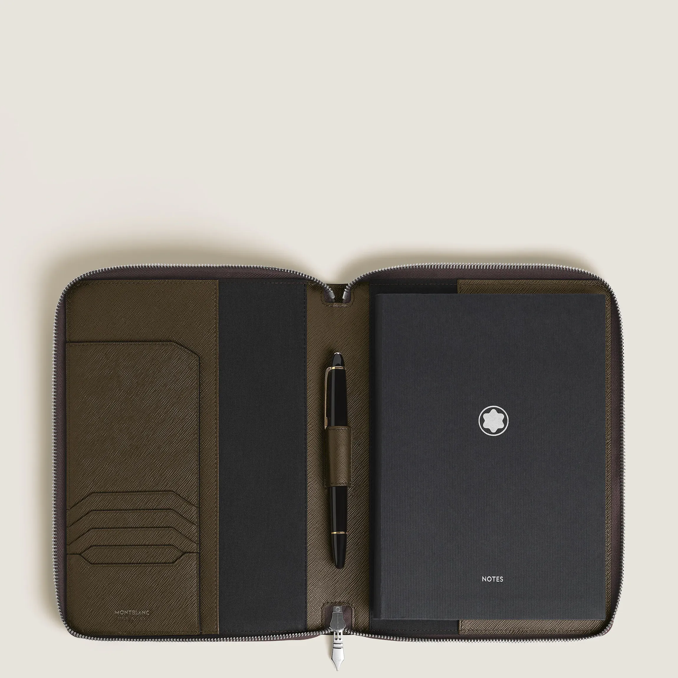 Porta Quaderno Piccolo con Cerniera in Pelle Sartorial