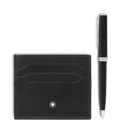 Set con Penna a sfera PIX nera e Porta carte 6 scomparti in Pelle Meisterstück