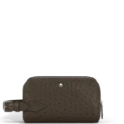 Trousse da Toilette in Pelle Stampata Struzzo