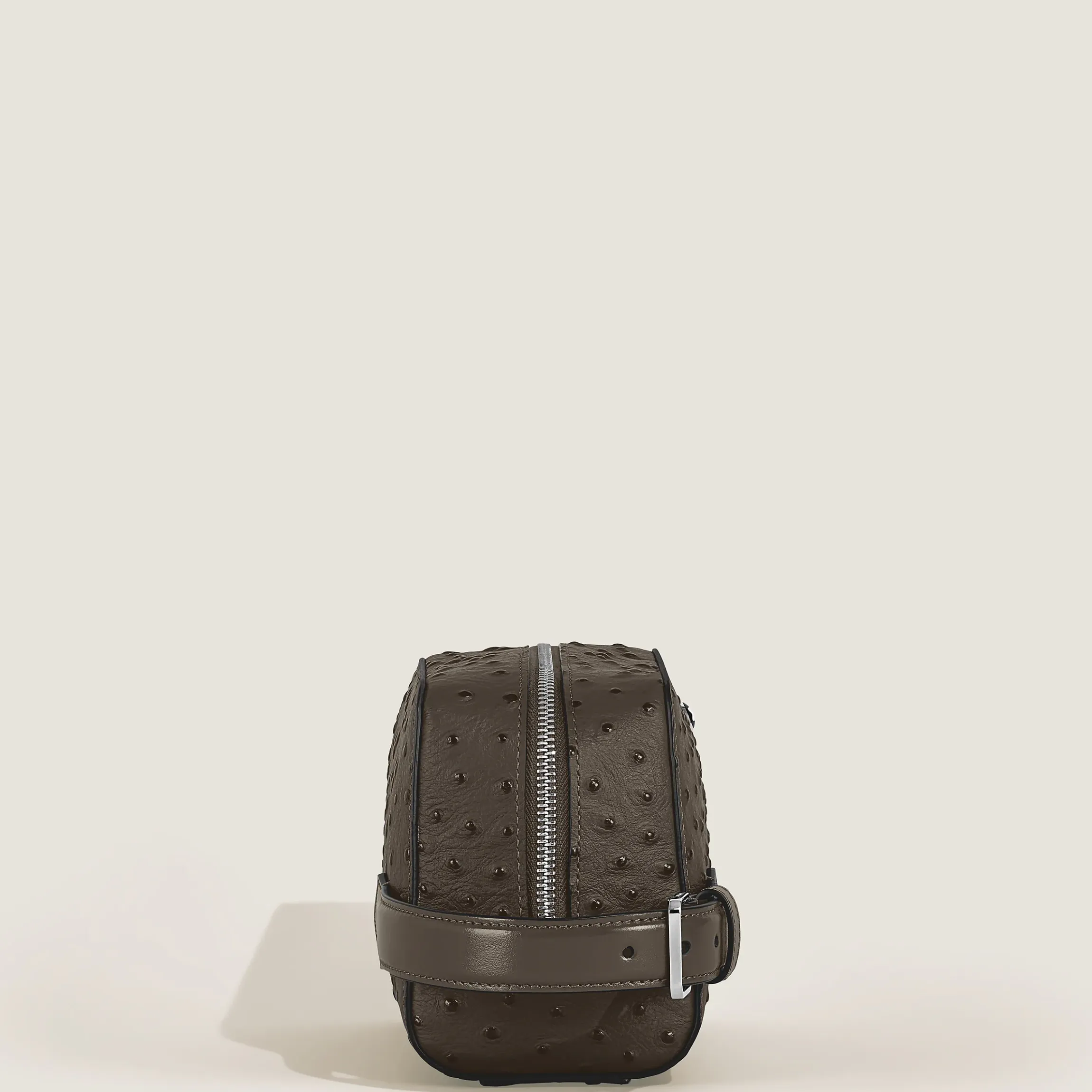 Trousse da Toilette in Pelle Stampata Struzzo