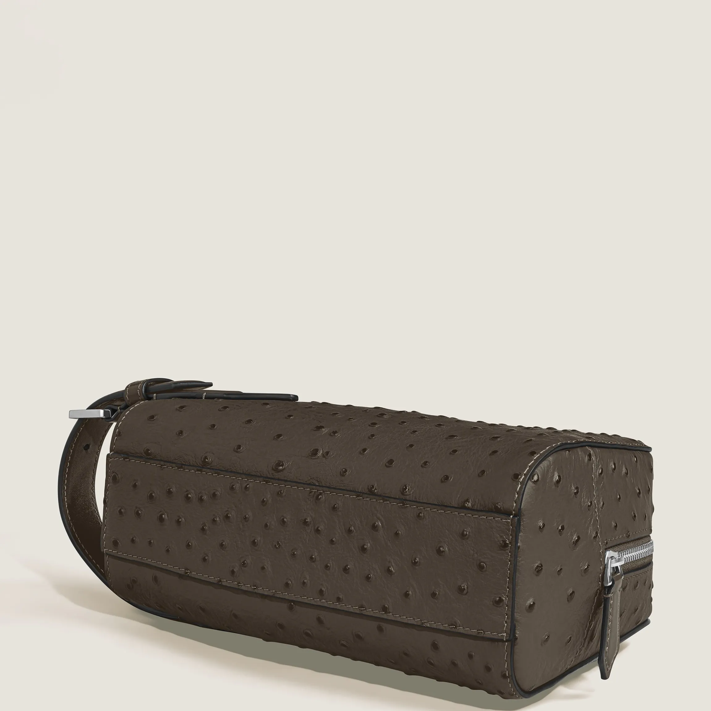 Trousse da Toilette in Pelle Stampata Struzzo