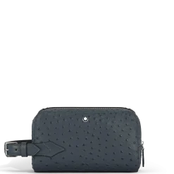 Trousse da Toilette in Pelle Stampata Struzzo
