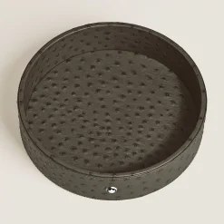 Vaschetta Rotonda Grande in Pelle Stampata Struzzo
