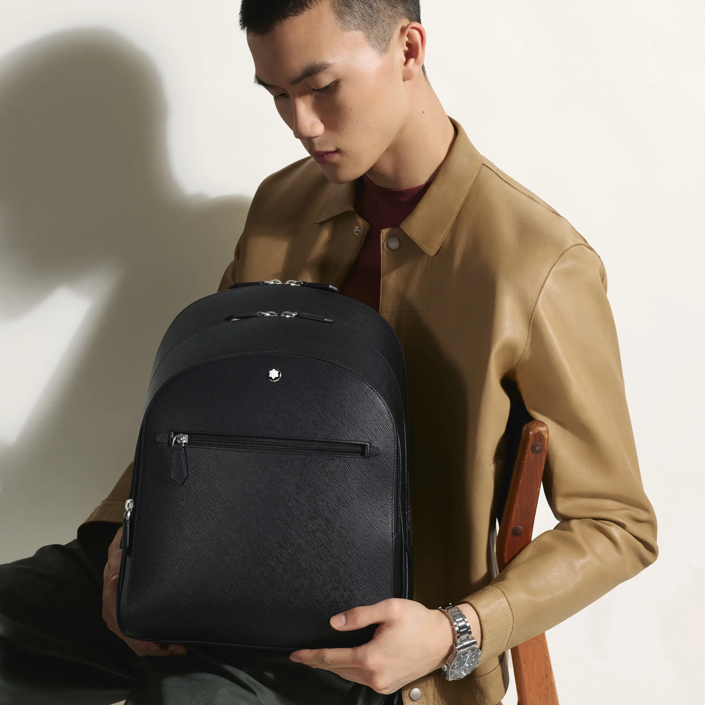 Zaino Modello Medio con 3 Compartimenti in Pelle Sartorial